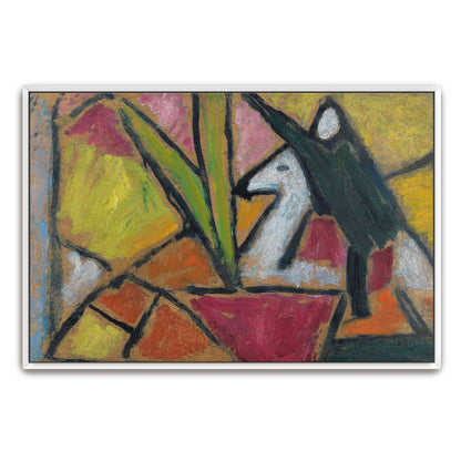 Abstract Composition With White Bird And Green Plants By Alexej Von Jawlensky