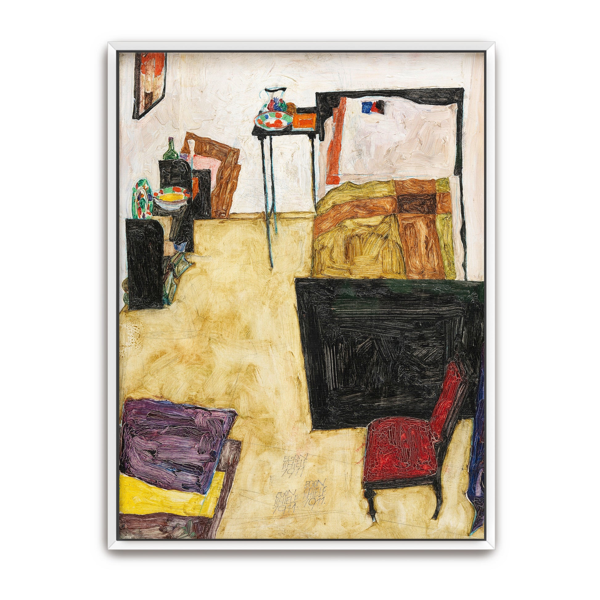 A Room With A Bed And Chair By Egon Schiele