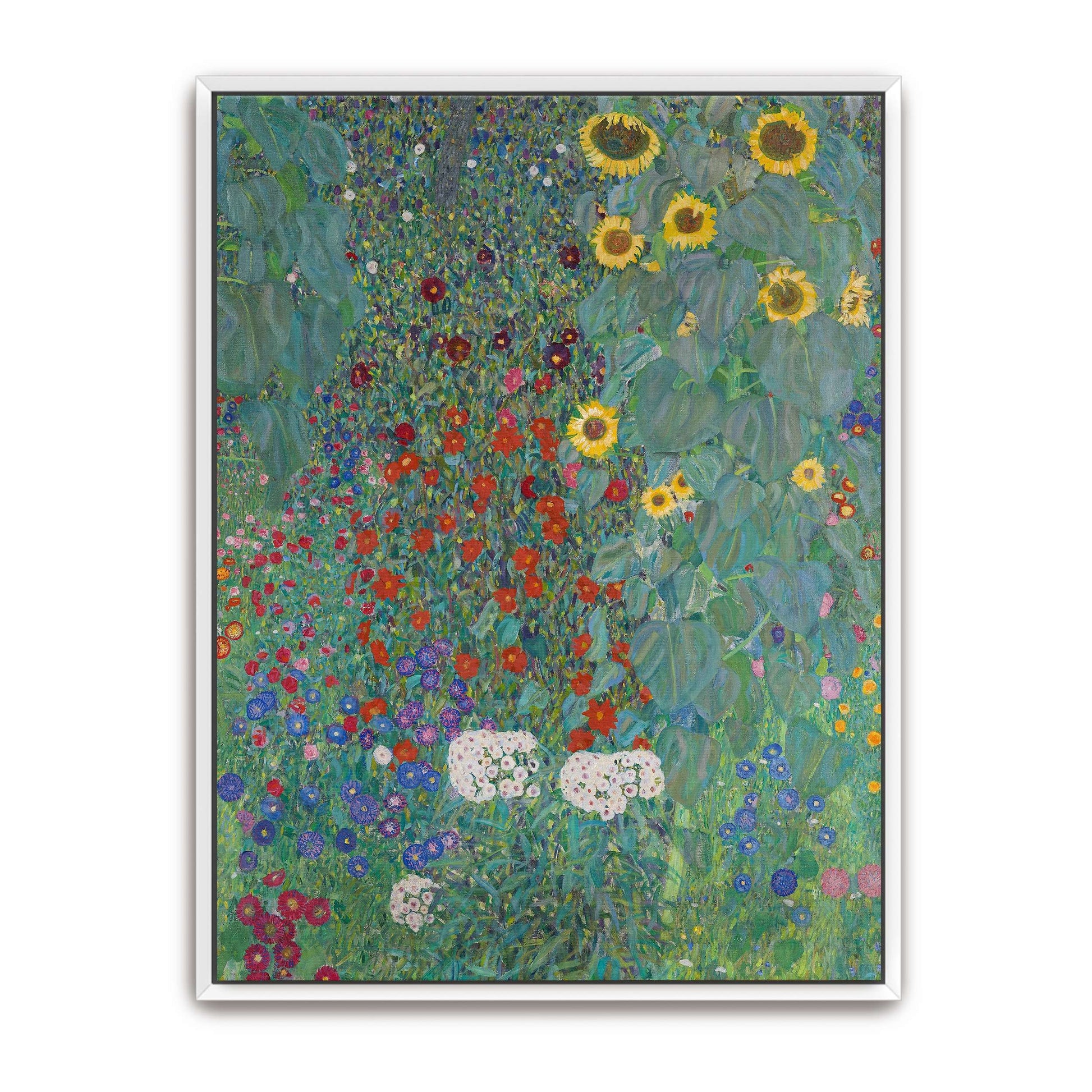 Sunflowers and wildflowers in a garden by Gustav Klimt