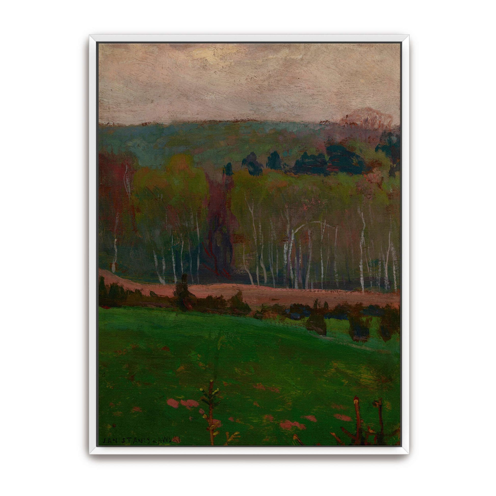 Forest Landscape with Green Field by Jan Stanislawski