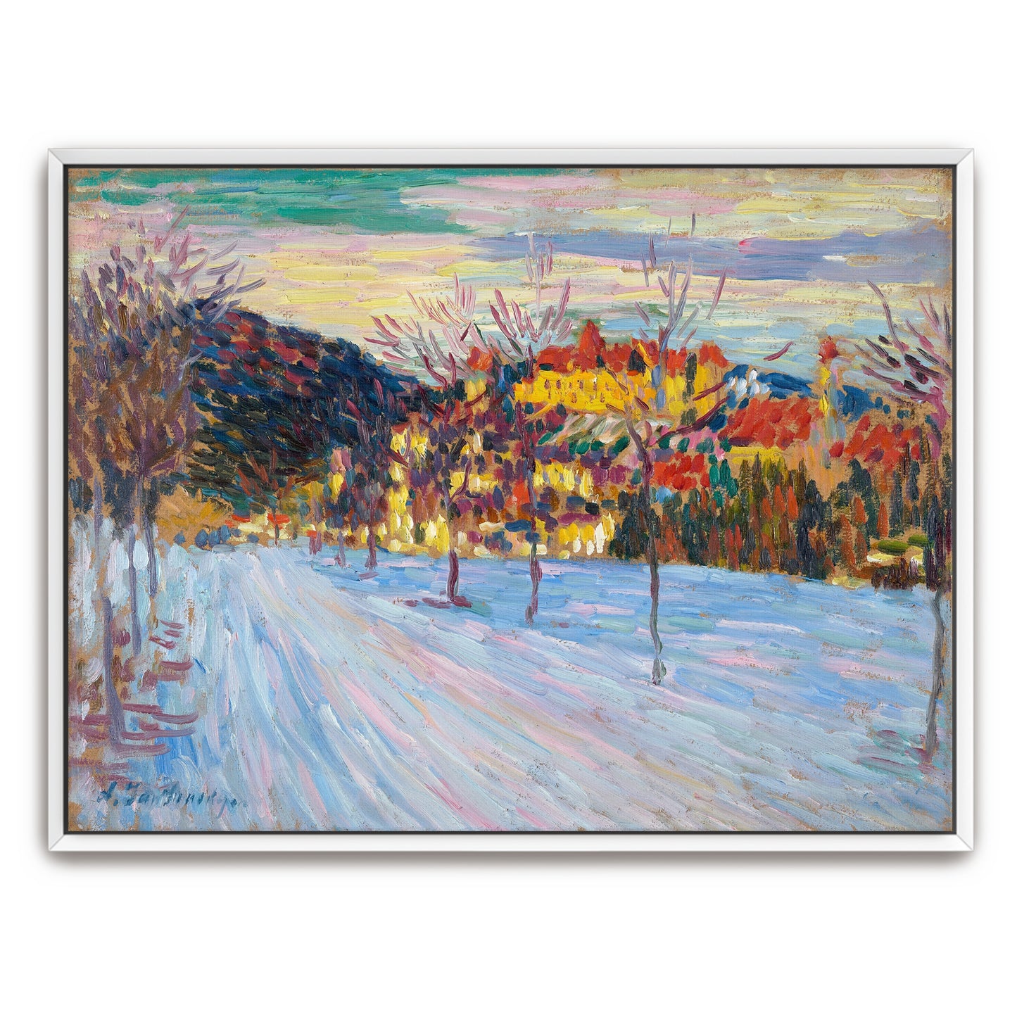 Winter Landscape With Yellow Buildings By Alexej Von Jawlensky