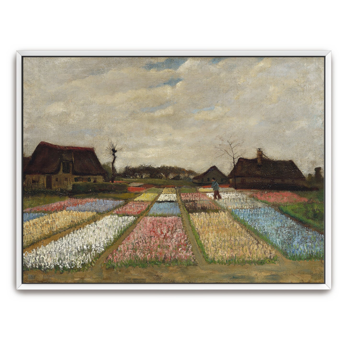 Colorful Flower Fields With Farmhouse By Vincent Van Gogh