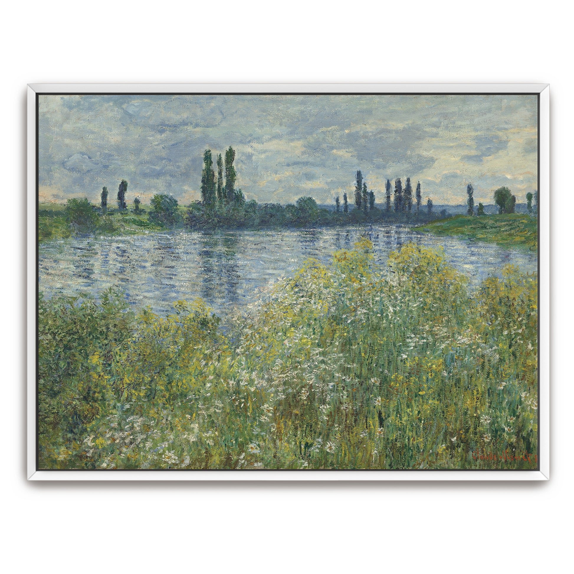 Riverbank With Lush Greenery And Blue Water By Claude Monet