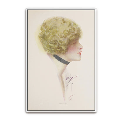 Woman With Blonde Hair And A Black Ribbon, Profile View By Harrison Fisher