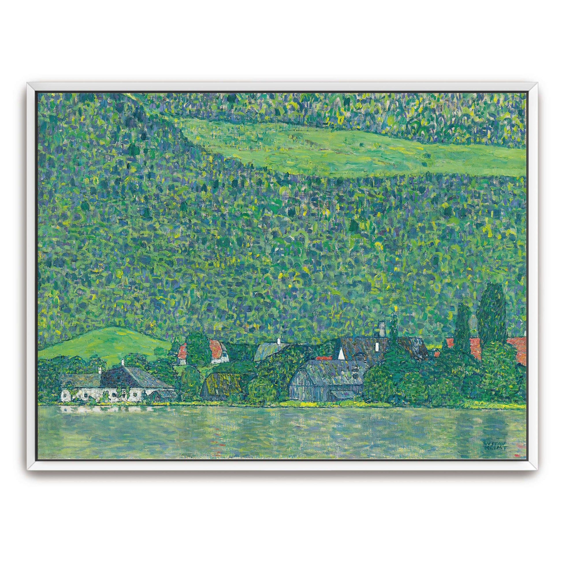 Village by a Lake with Green Hills by Gustav Klimt