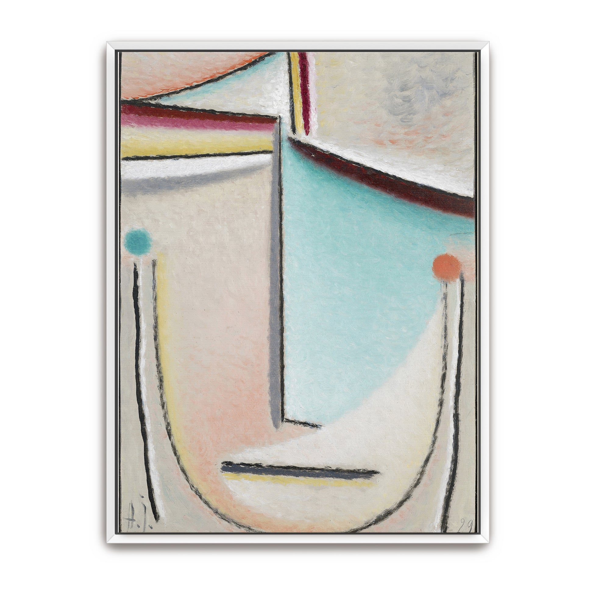 Abstract Head With Pink And Light Blue Shapes By Alexej Von Jawlensky