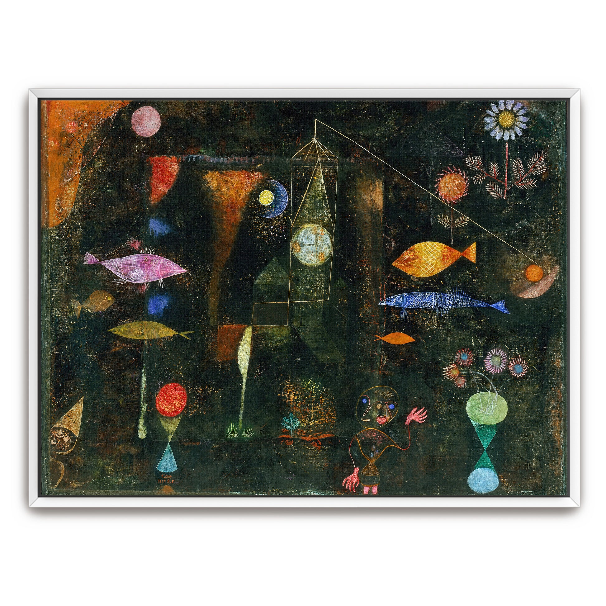 Surrealist Fish And Flowers In A Dark World By Paul Klee