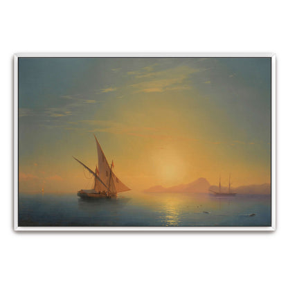 Sailboats at sunset over a calm sea by Ivan Konstantinovich Aivazovsky