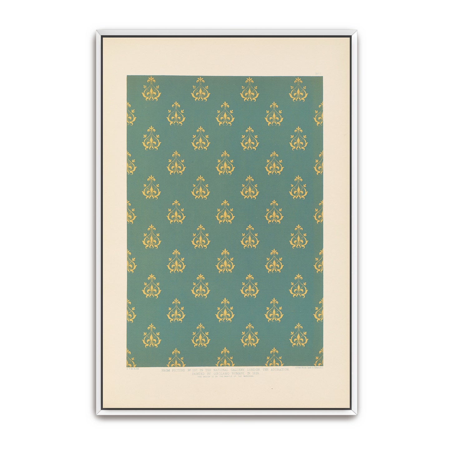 Repeating Pattern Of Fleur-De-Lis On Teal Background By Sydney Vacher