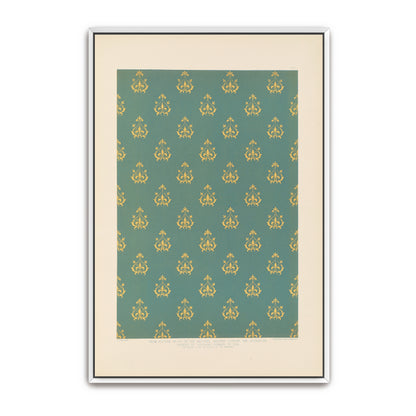 Repeating Pattern Of Fleur-De-Lis On Teal Background By Sydney Vacher