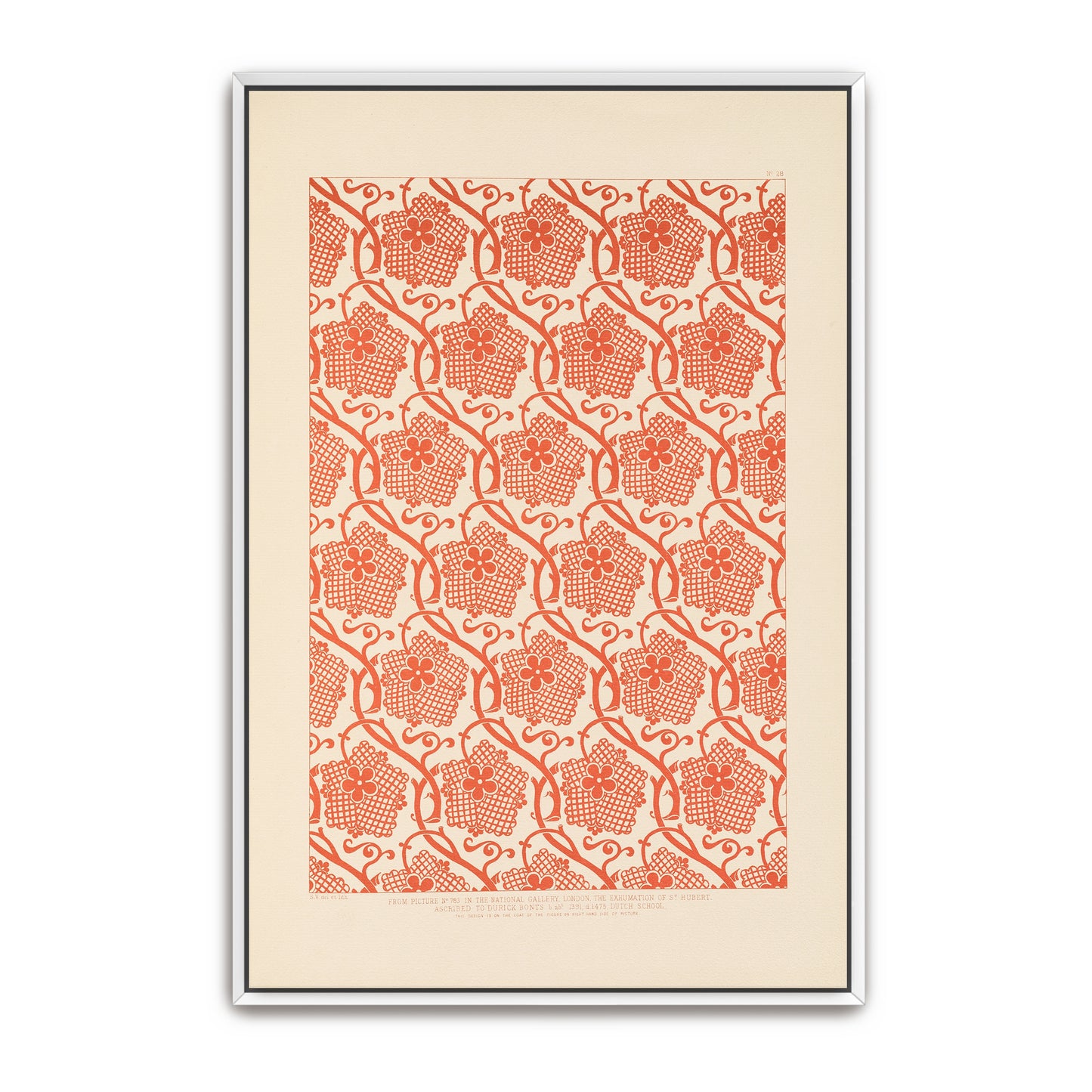 Orange Floral Pattern On White Background By Sydney Vacher