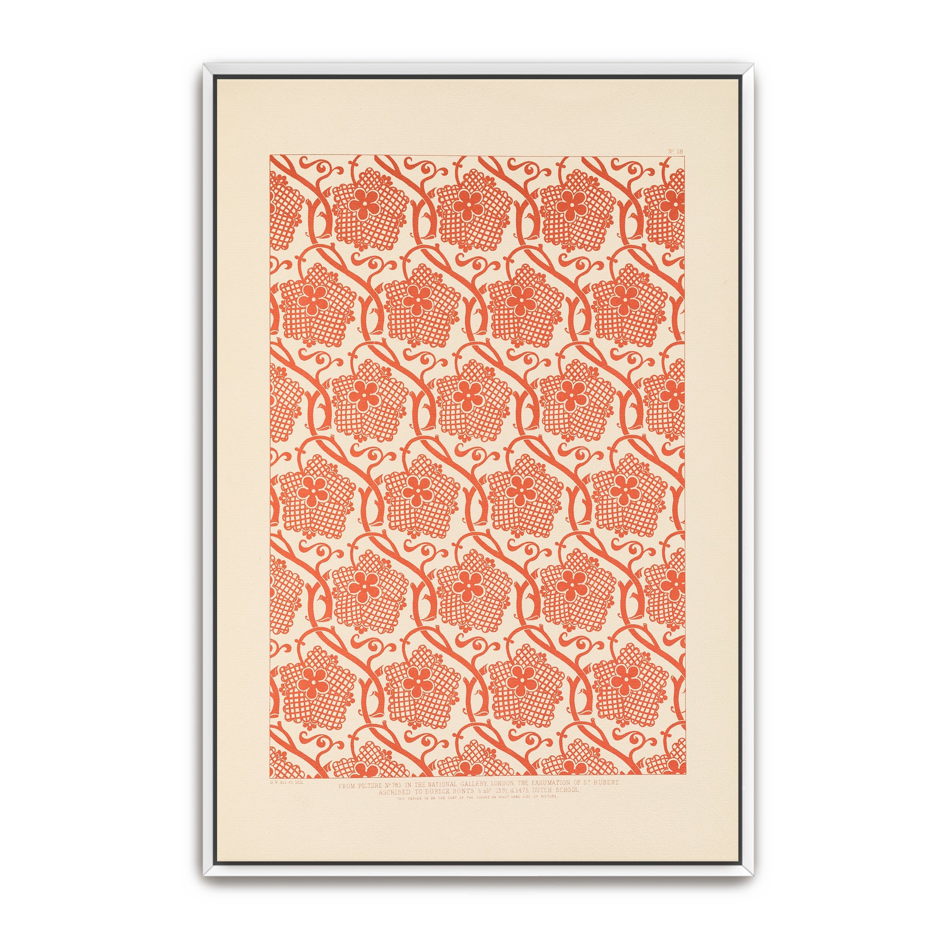 Orange Floral Pattern On White Background By Sydney Vacher