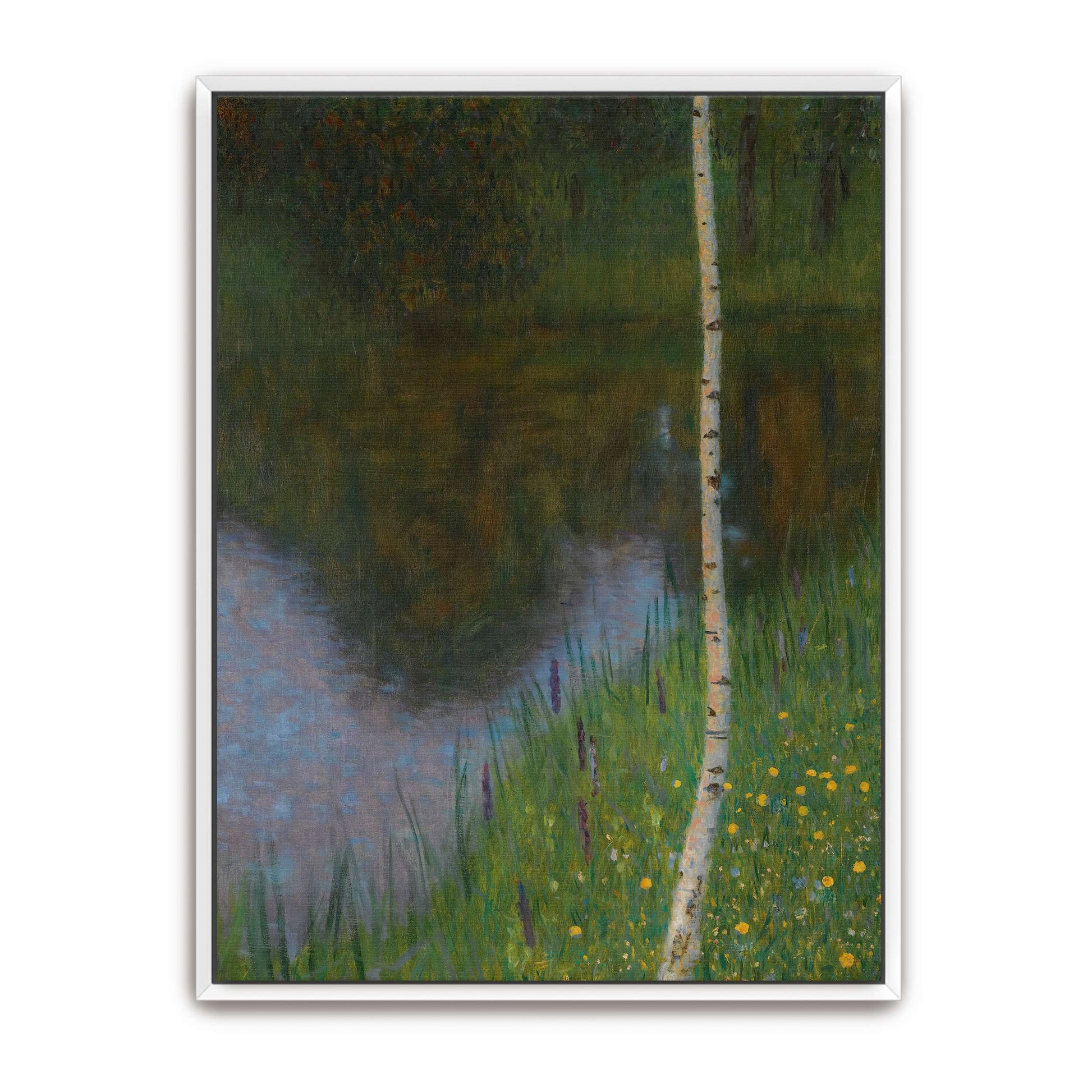 Lakeshore with Birches and Flowers by Gustav Klimt