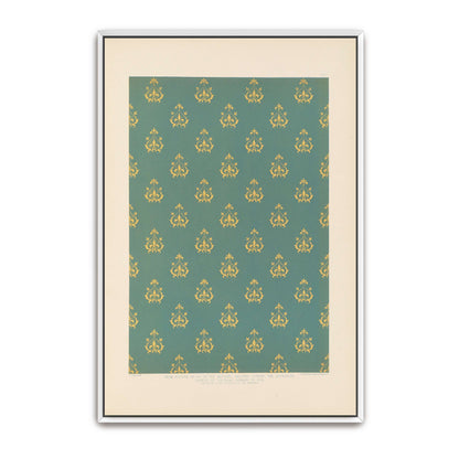 Repeating Pattern Of Fleur-De-Lis On Teal Background By Sydney Vacher