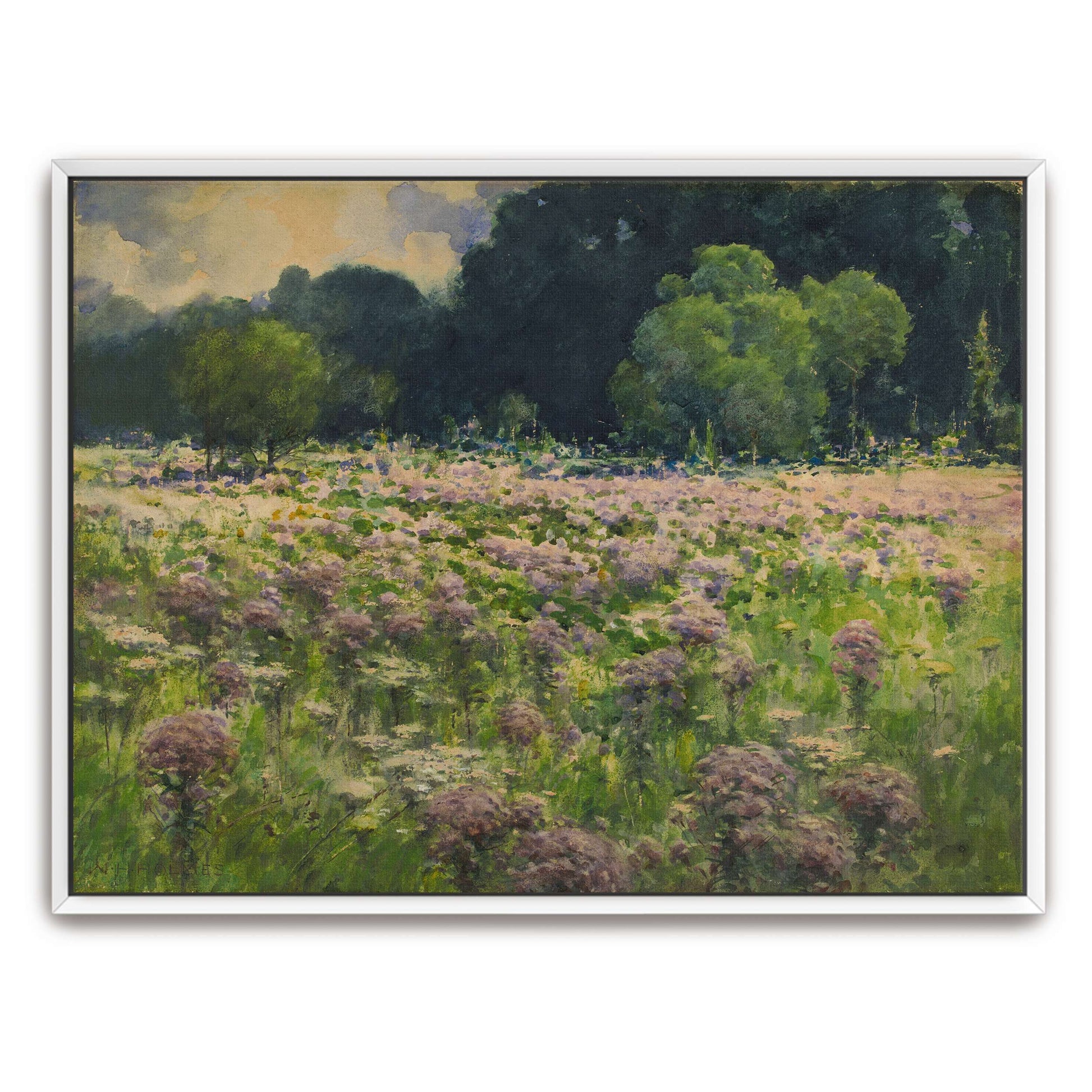 Field of wildflowers with trees by William Henry Holmes