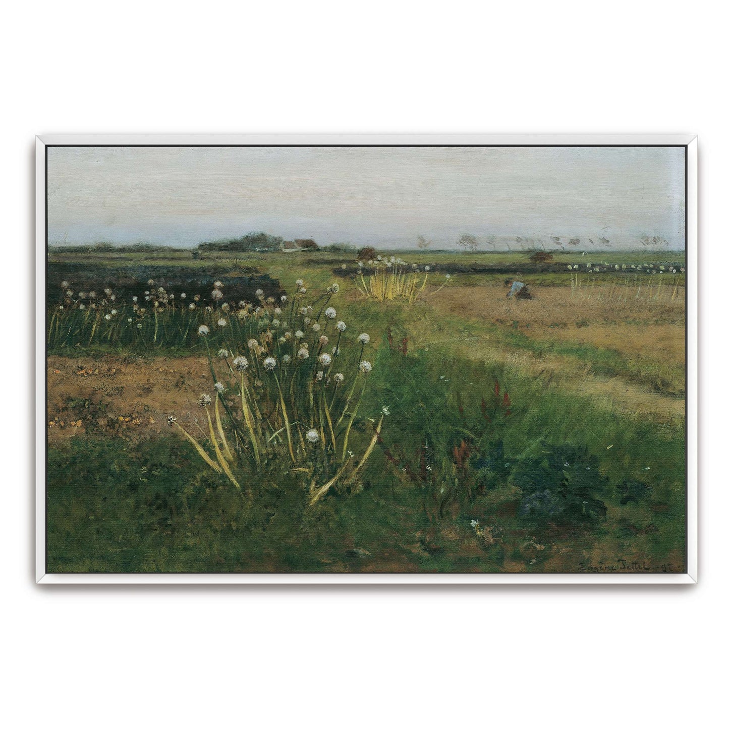 Field of white flowers with a lone figure by Eugen Jettel
