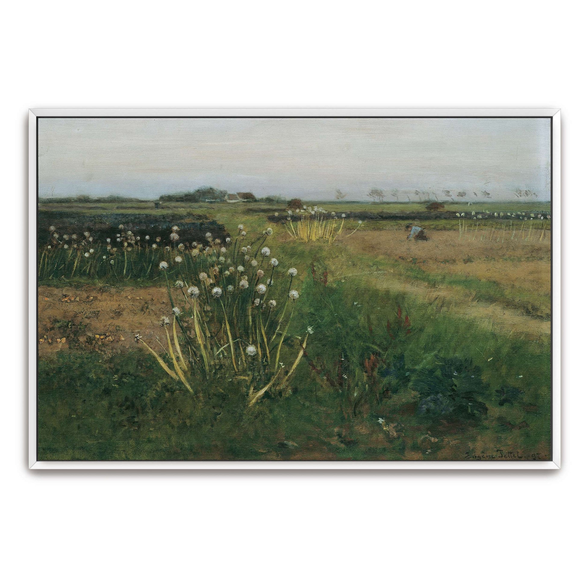 Field of white flowers with a lone figure by Eugen Jettel