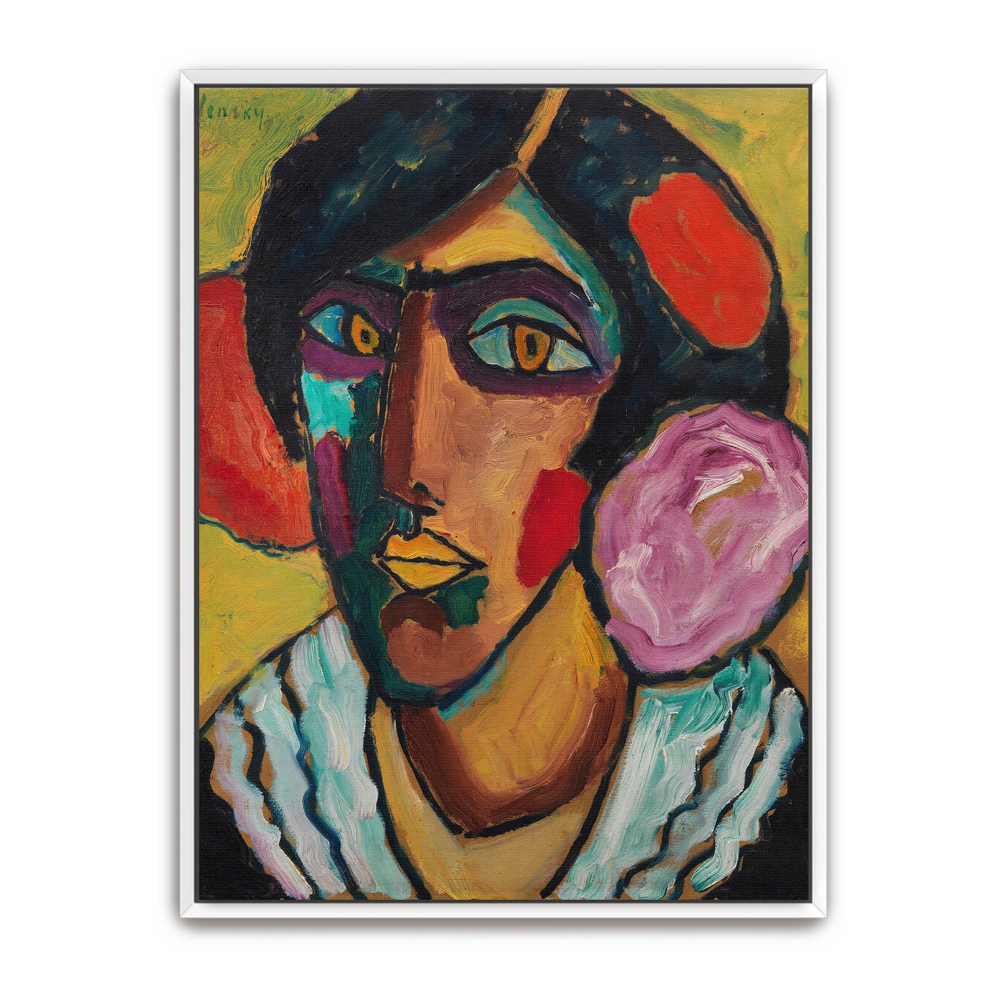 Expressionist Portrait Of Woman With Flowers By Alexej Von Jawlensky