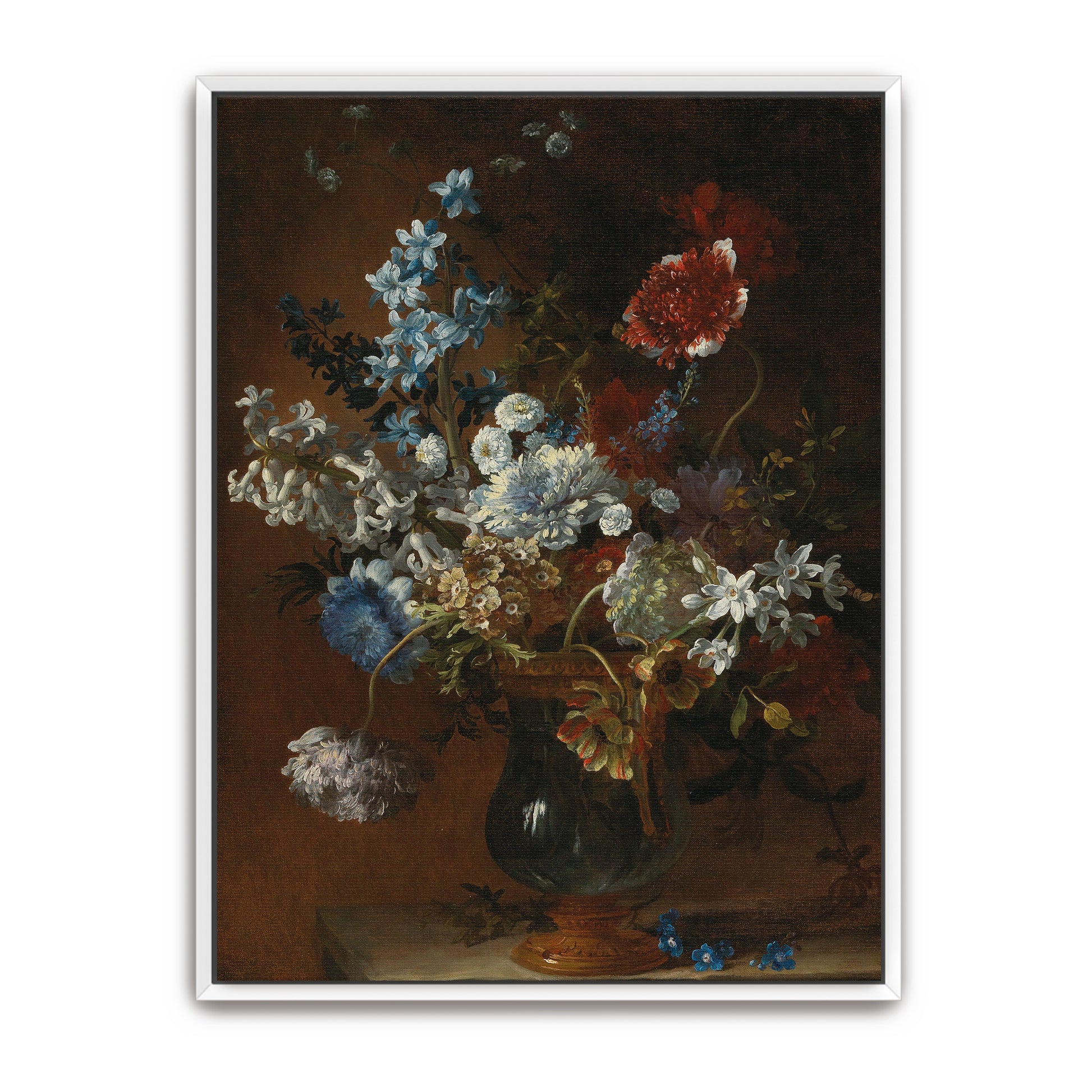 Flowers In A Vase With Blue And White Blooms By Jean-Baptiste Monnoyer