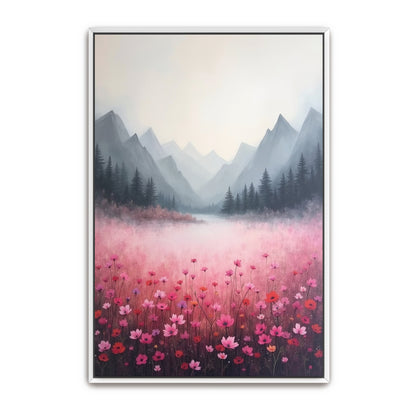 Mountain Meadow With Pink Flowers By Yara Rabibzad