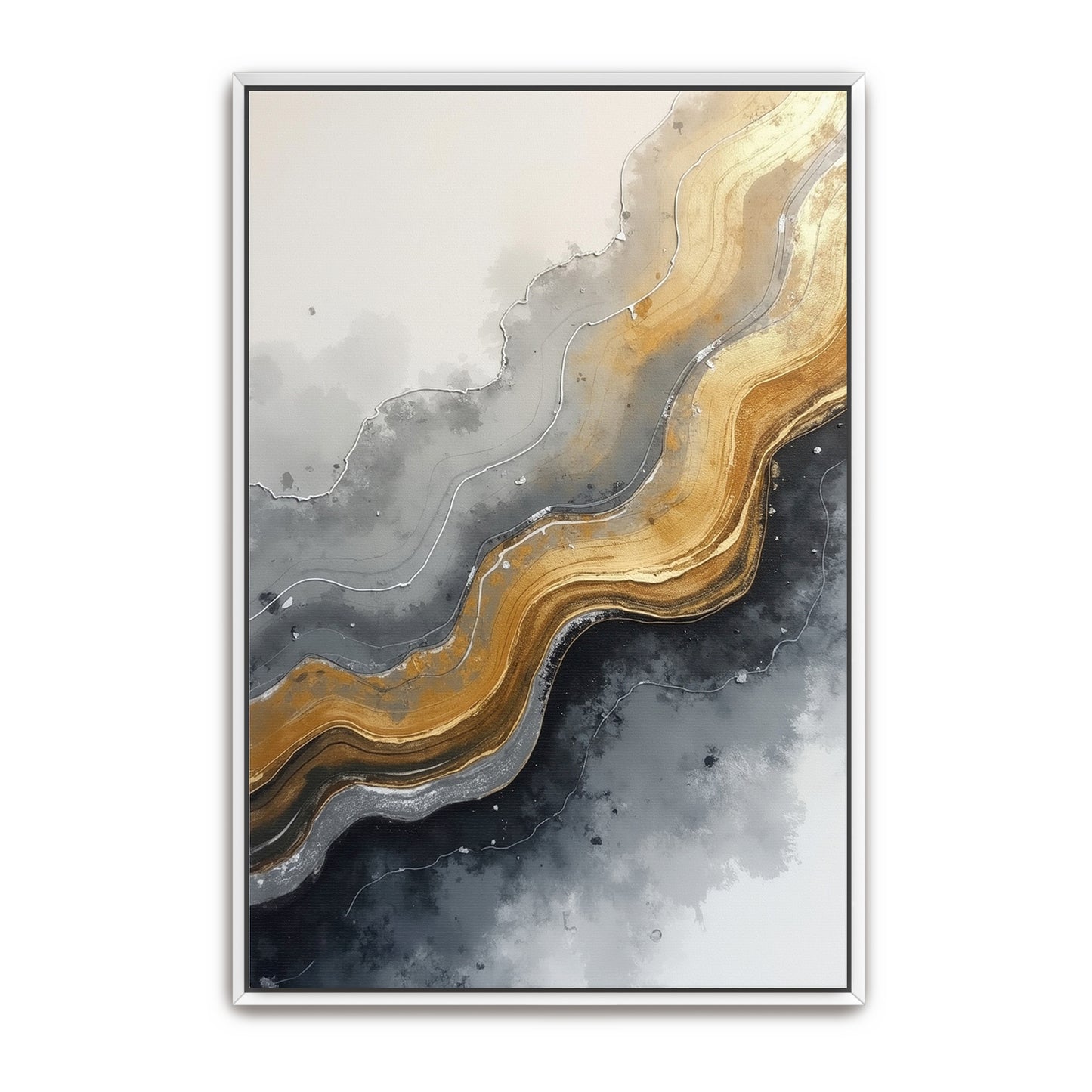 Abstract Gold And Grey Swirls By Yara Rabibzad