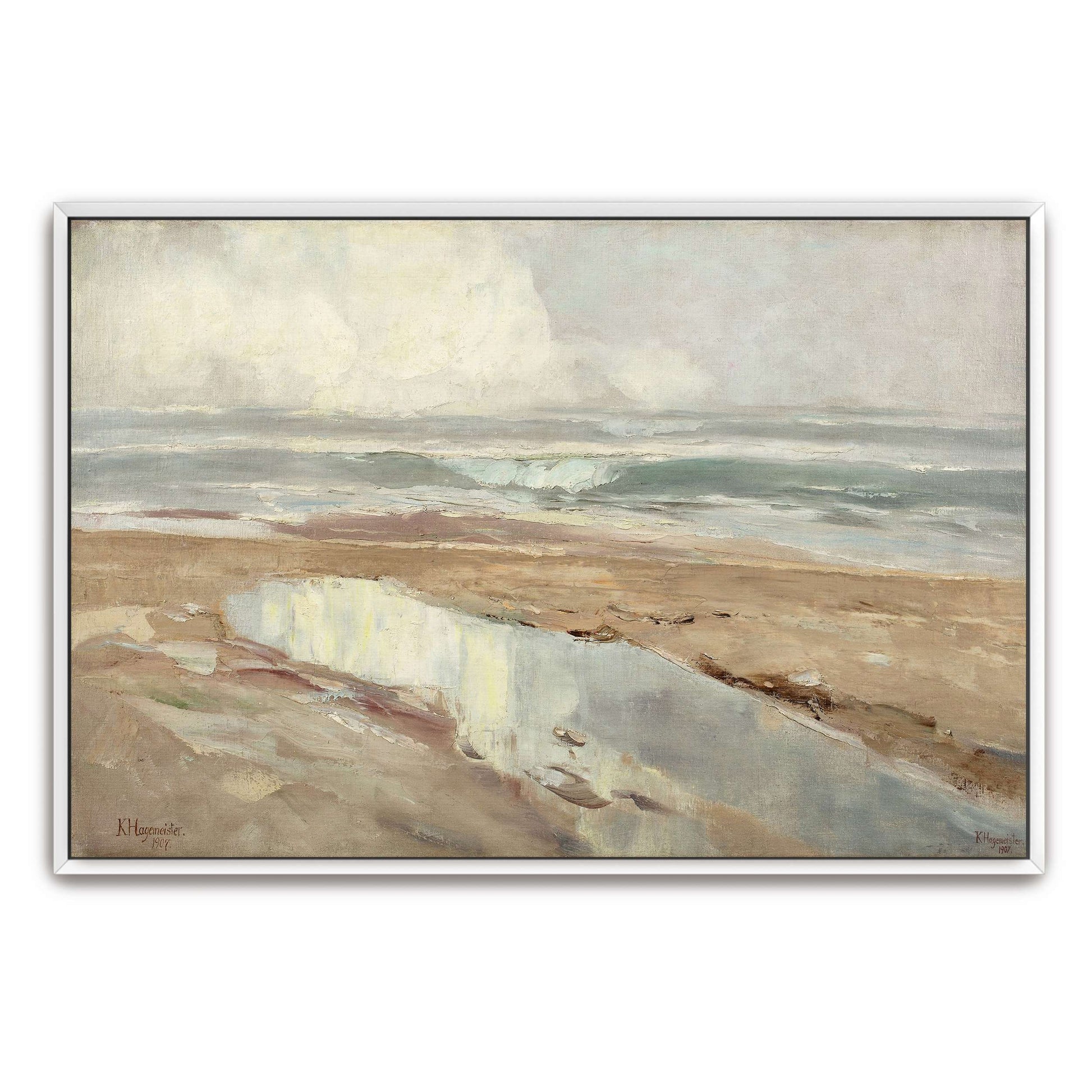 Seascape with a sandy beach by Karl Hagemeister