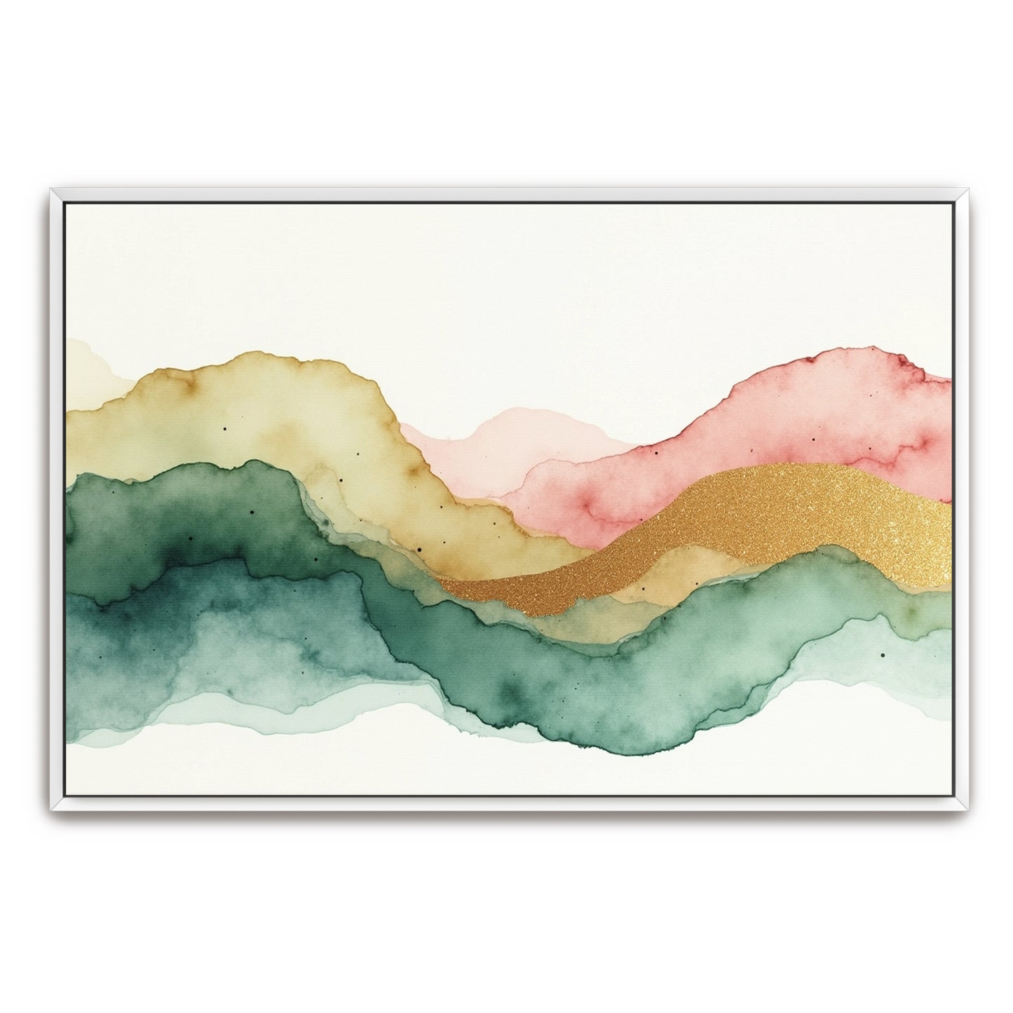 Abstract Watercolor Landscape With Gold Glitter By Yara Rabibzad