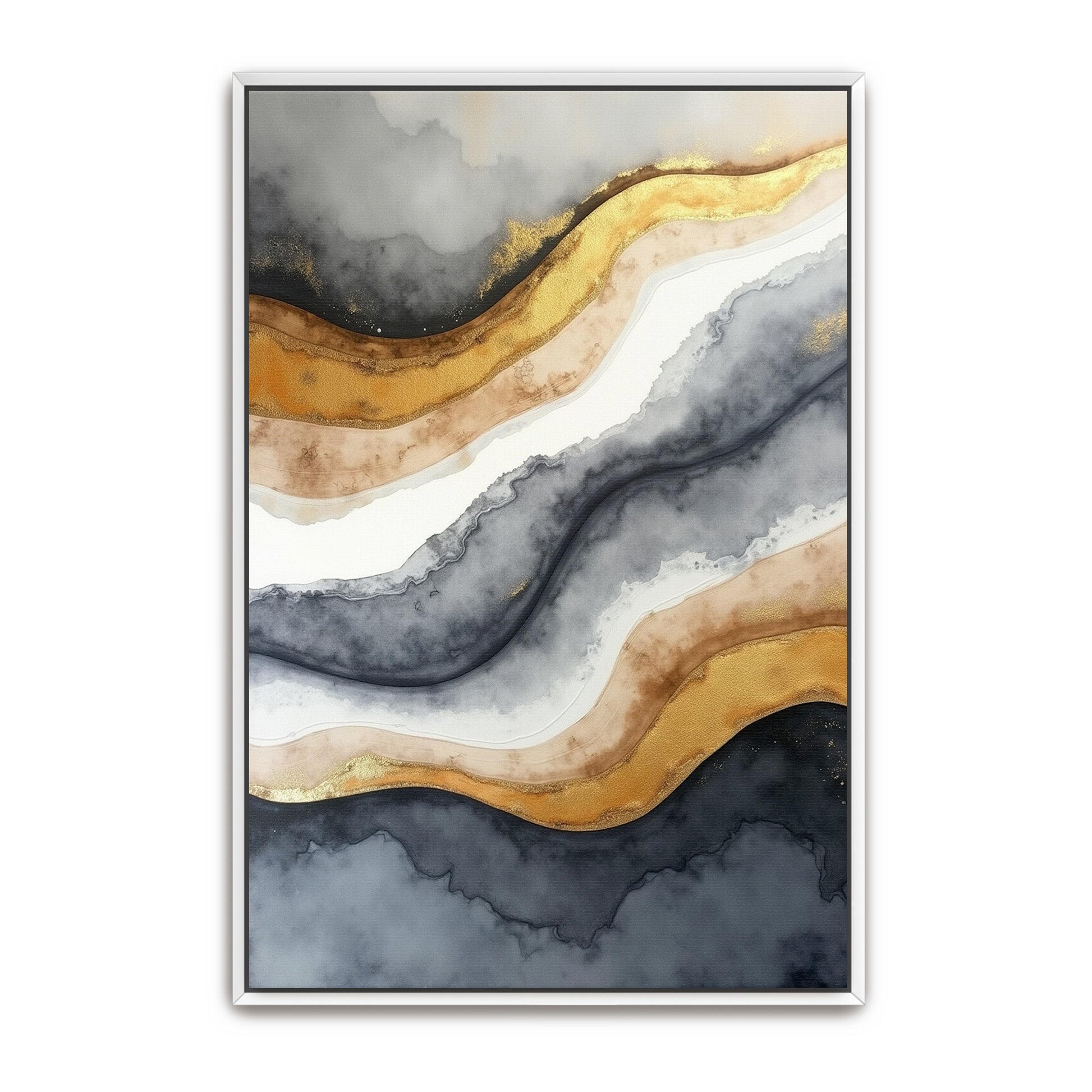 Abstract Gold And Grey Swirls By Yara Rabibzad