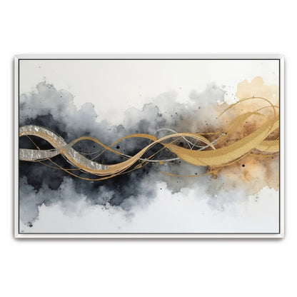 Abstract Watercolor With Golden And Silver Lines By Yara Rabibzad