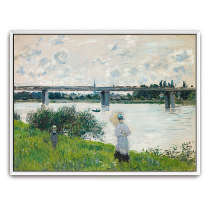 Impressionist River Scene With Bridge And Figures By Claude Monet