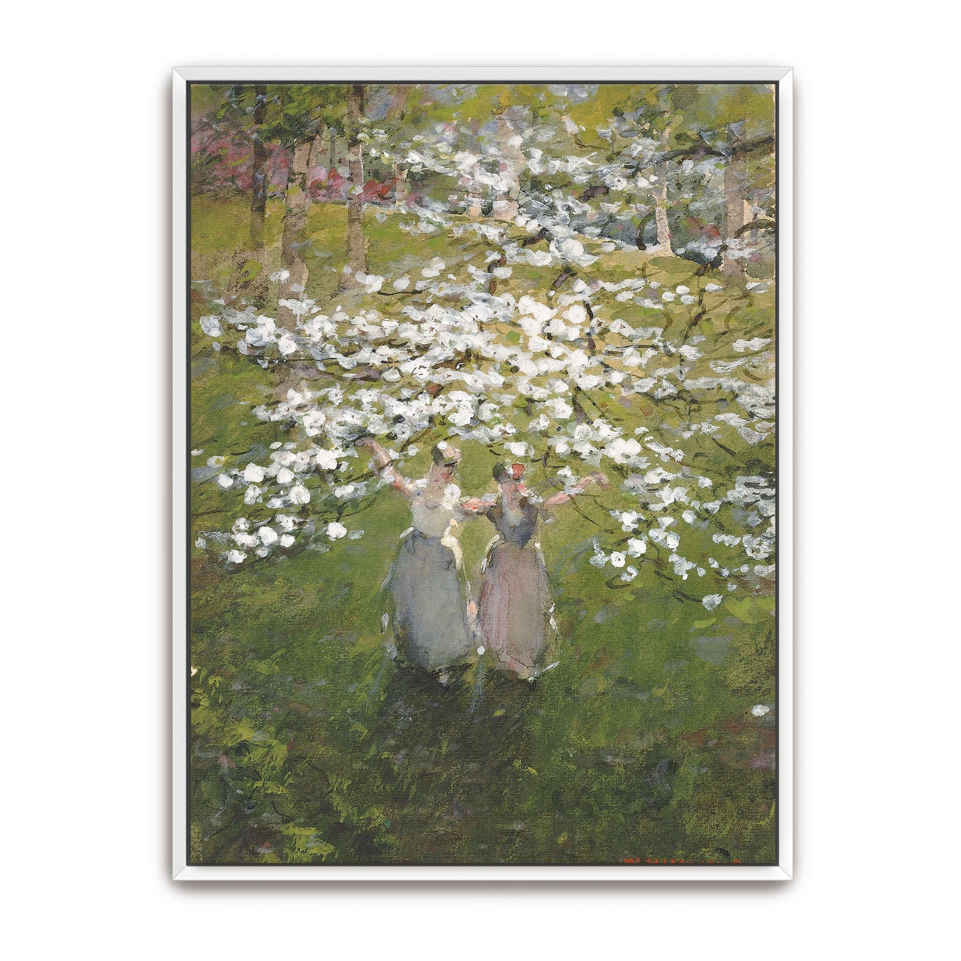 Two women in a blooming orchard by William Henry Holmes