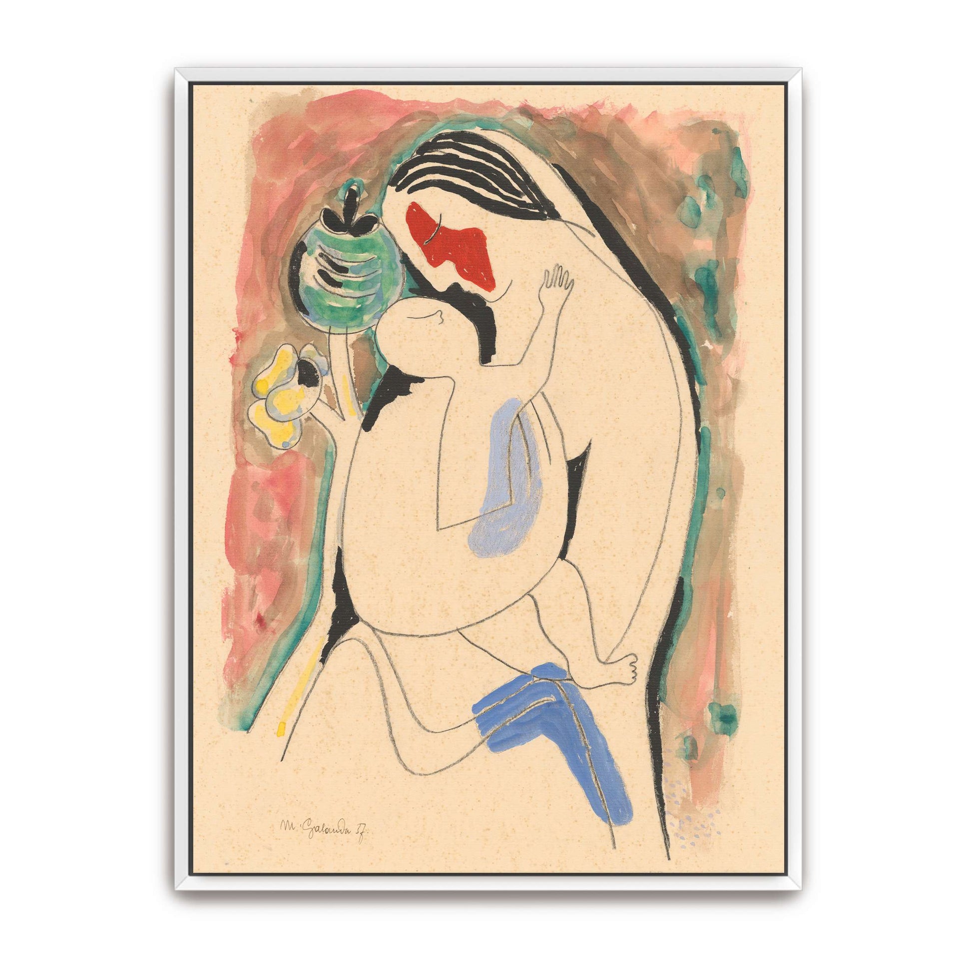 Mother and child with flower by Mikuláš Galanda
