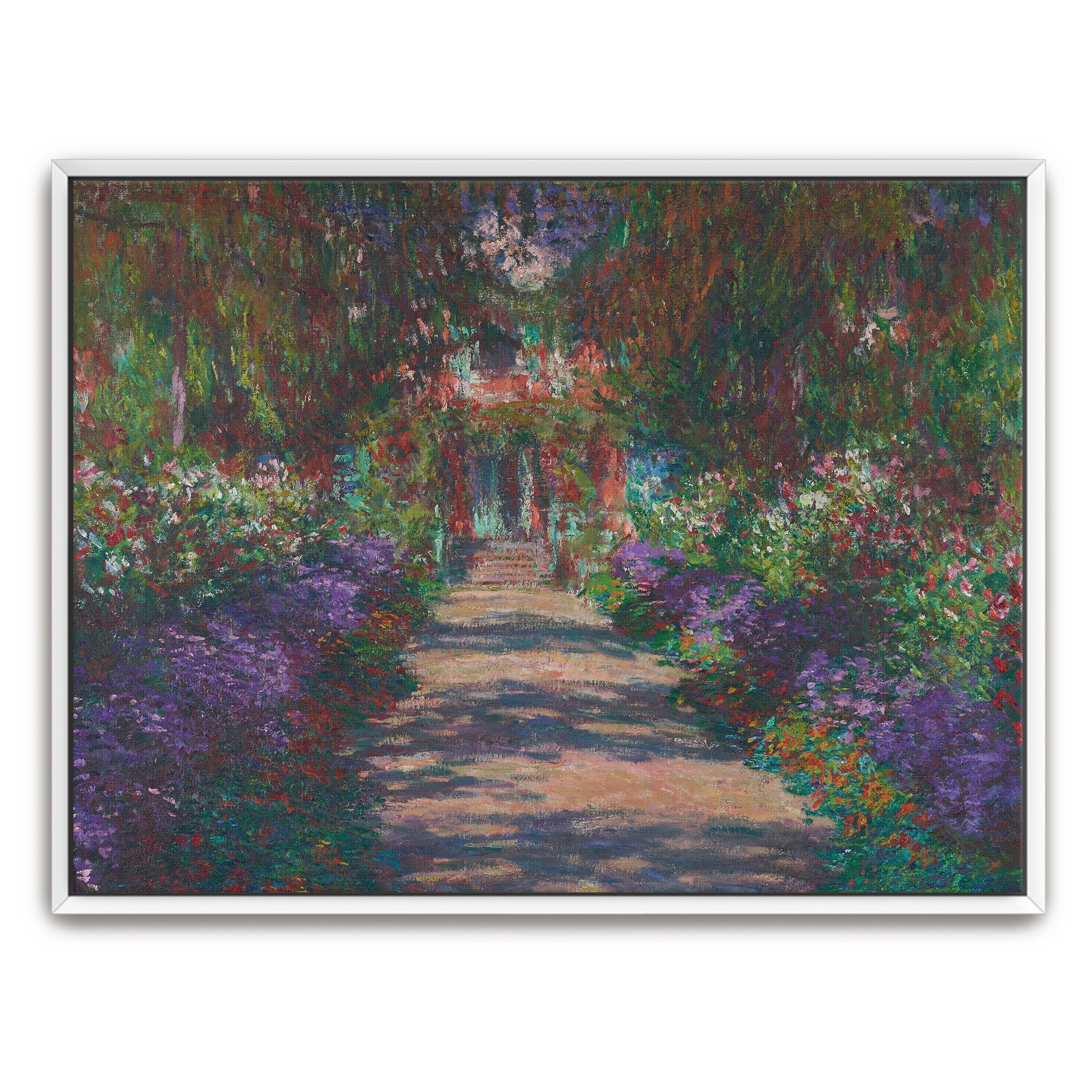 Path Through Lush Garden With Purple Flowers By Claude Monet