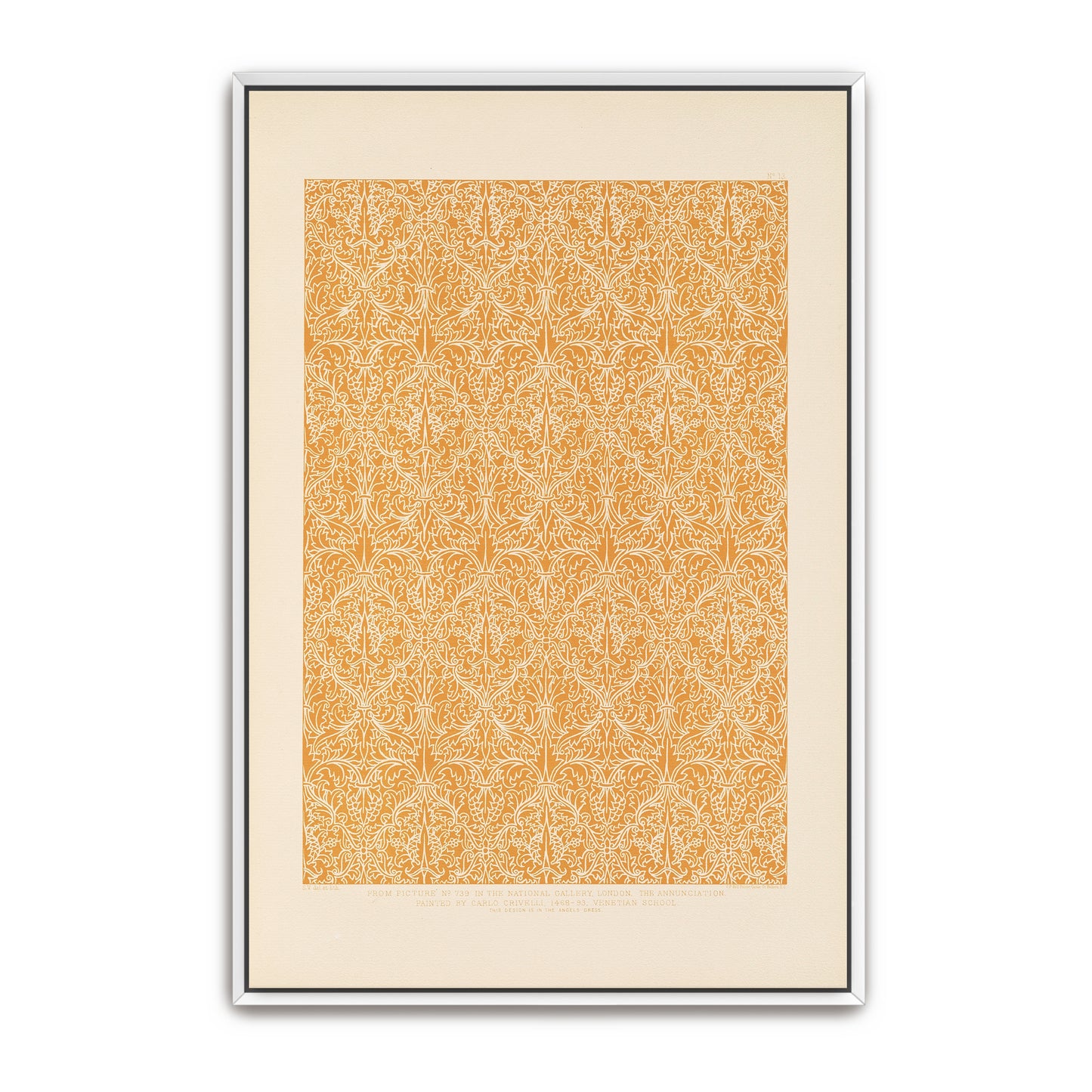 Italian Ornament Design, White On Orange By Sydney Vacher