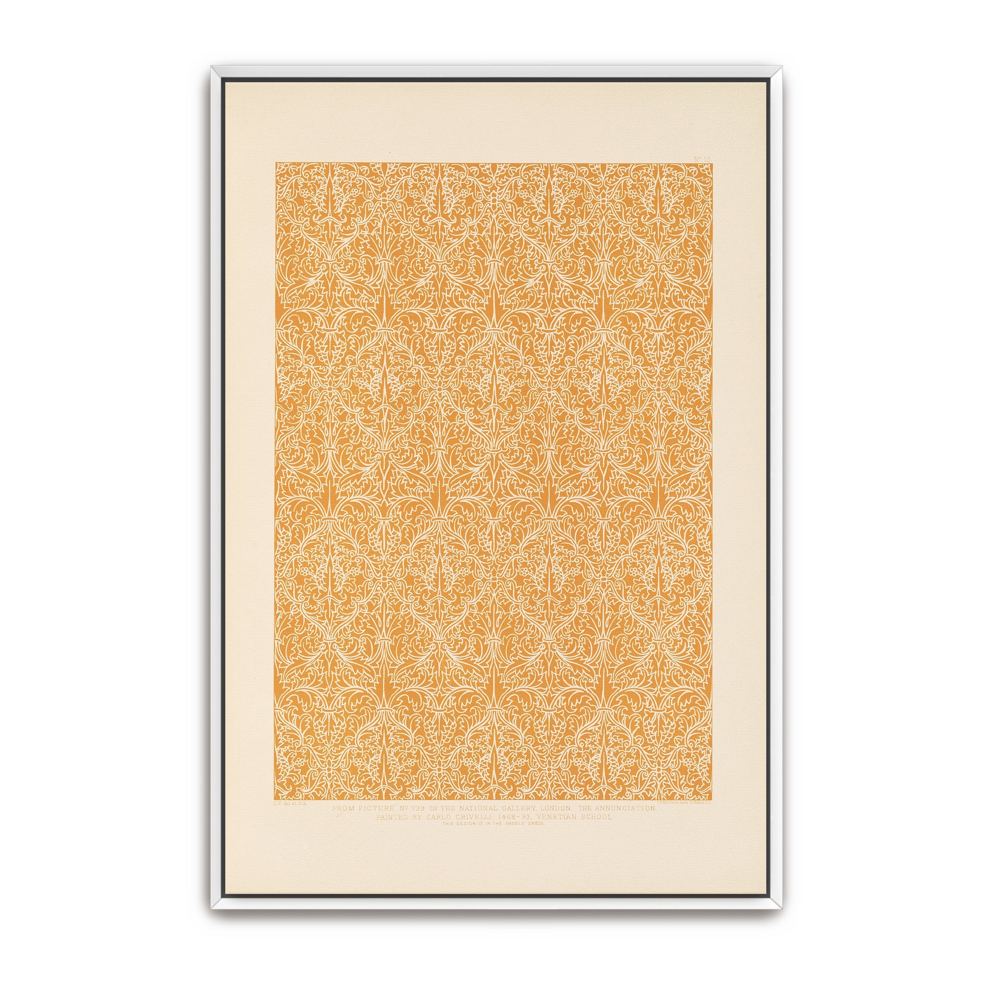 Italian Ornament Design, White On Orange By Sydney Vacher