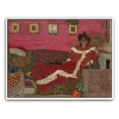 Woman in red dress on a couch by Édouard Vuillard