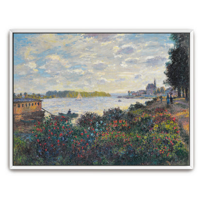 River Scene With Boats And Flowers By Claude Monet