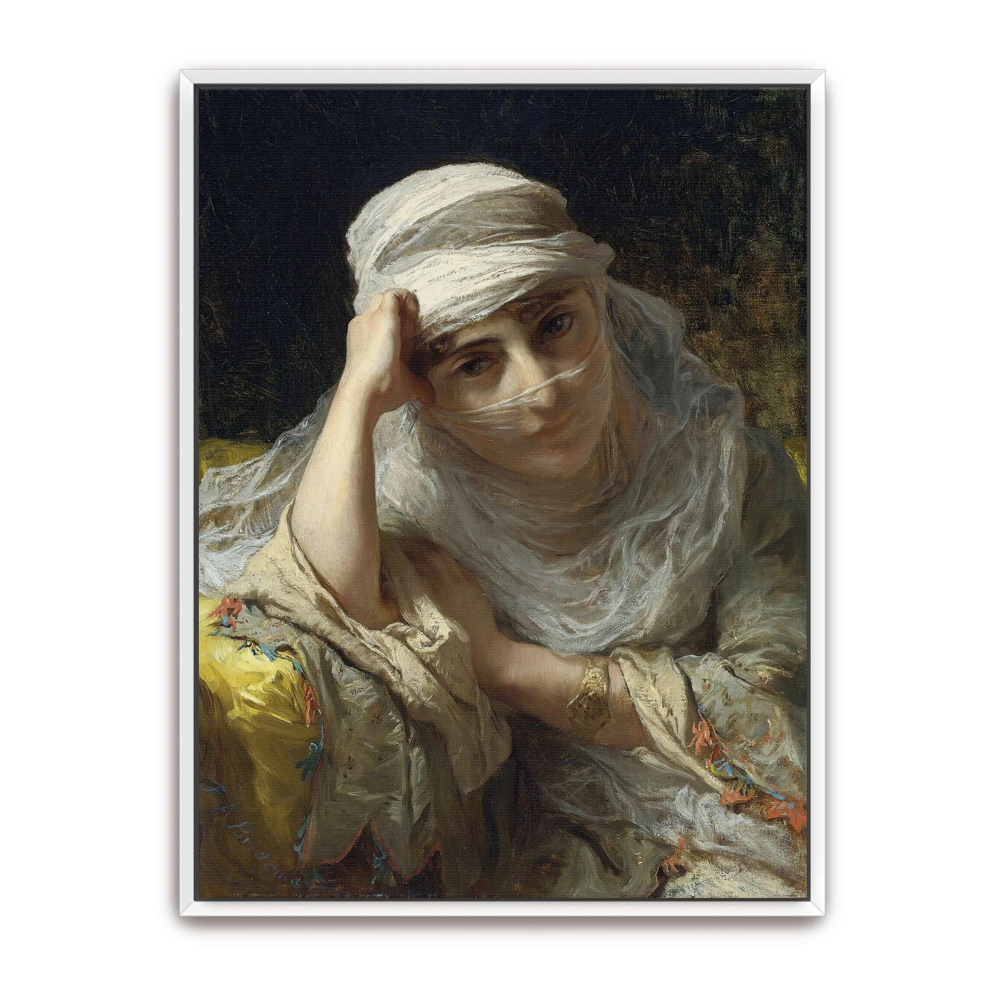 Woman in a white veil, seated by Frederick Arthur Bridgman