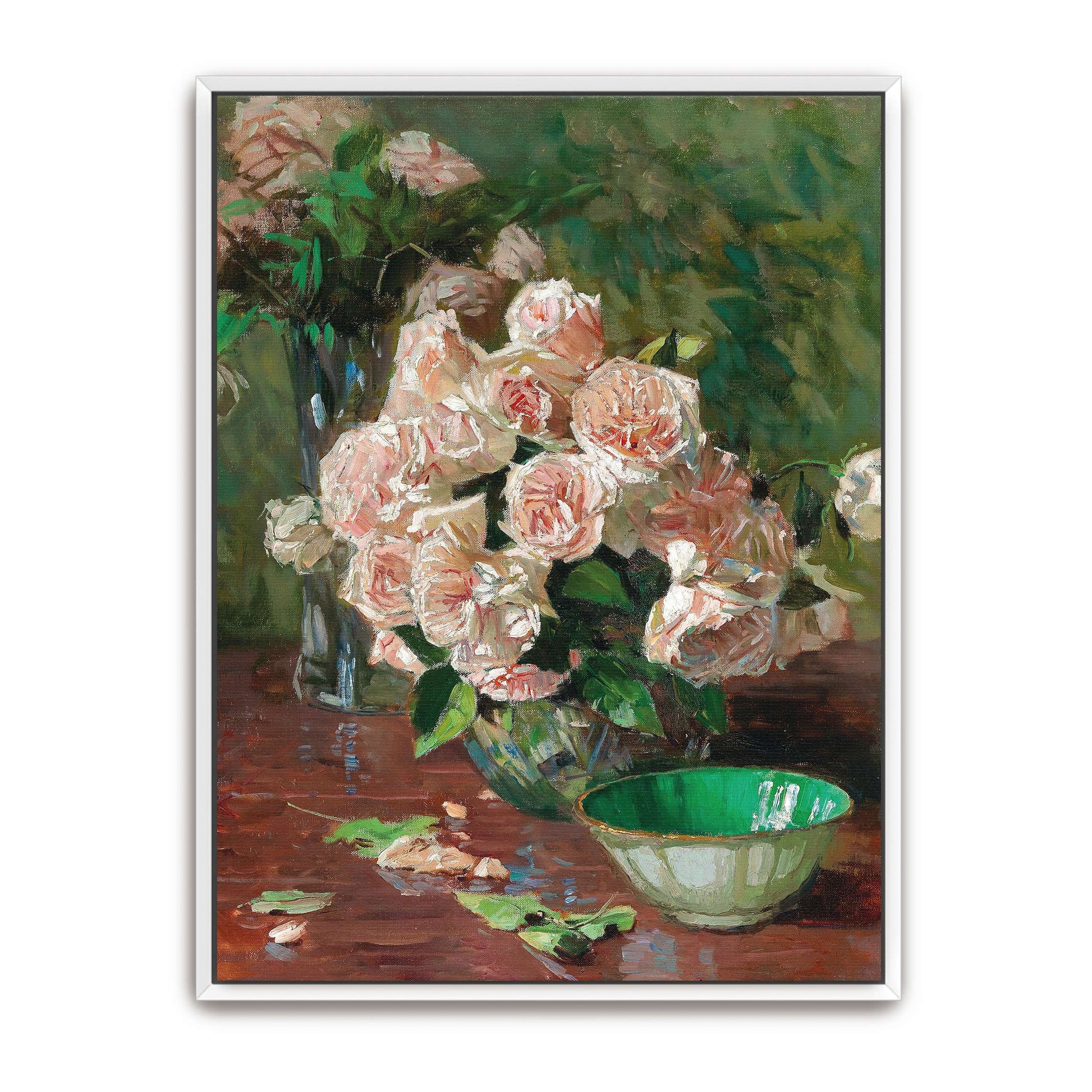 Roses in glass vases on table by Carl Moll