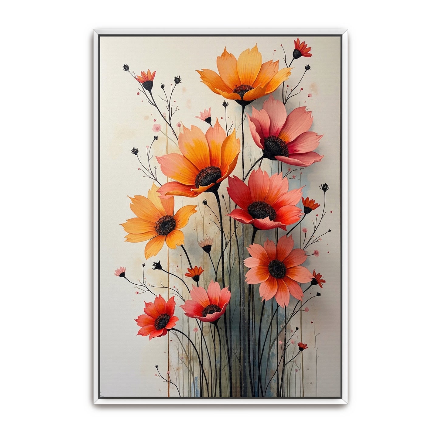 Orange And Pink Flower Bouquet Watercolor Painting By Yara Rabibzad