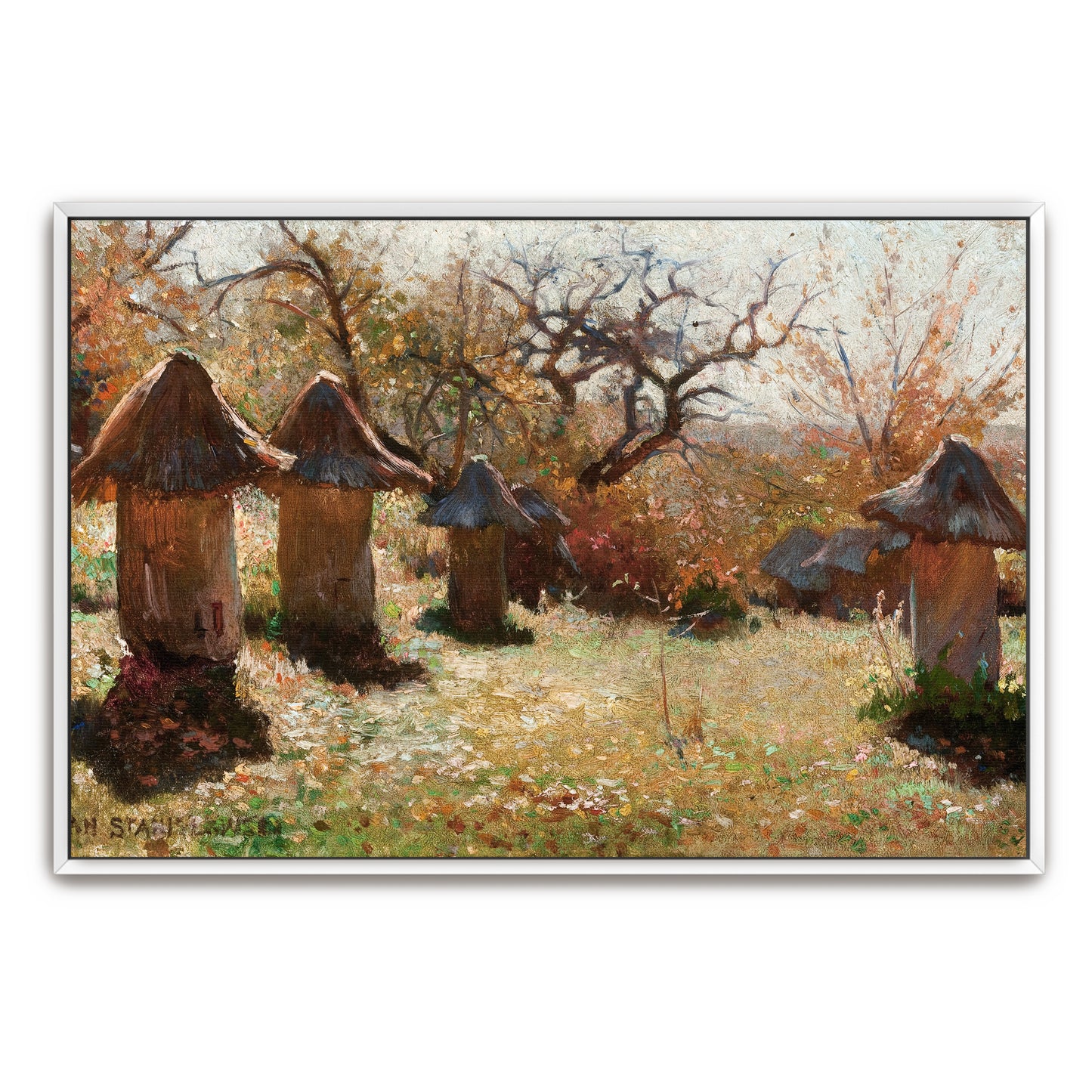 Beehives In Autumn Landscape By Jan Stanislawski