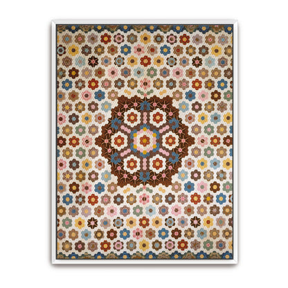 Honeycomb Quilt Patterned Floral Design By Elizabeth Van Horne Clarkson