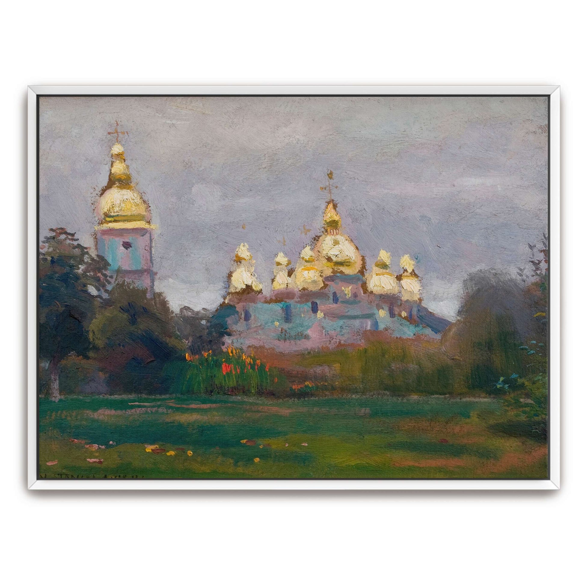 Church with Golden Domes in Landscape by Jan Stanislawski