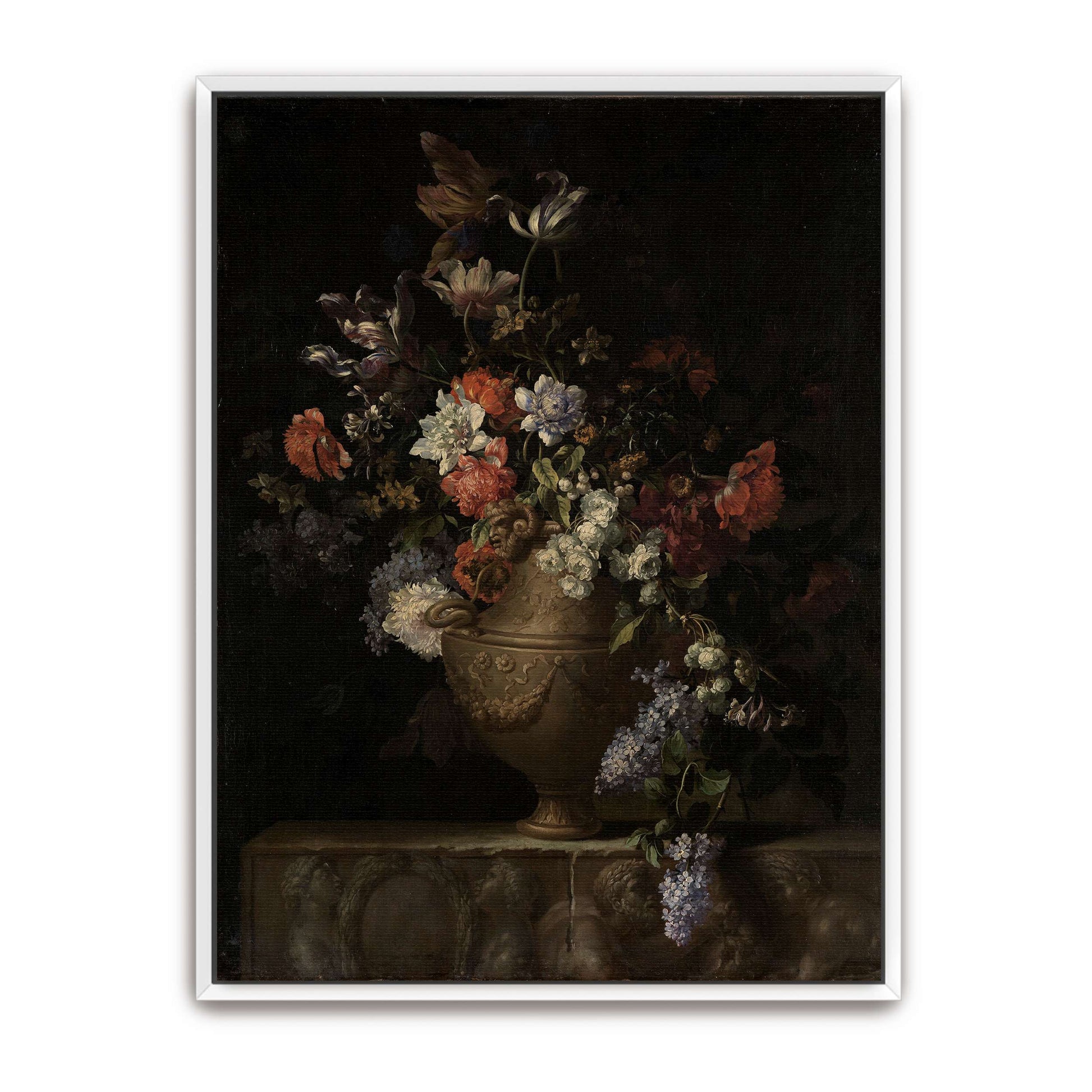 Flowers in a Vase on a Stone Ledge by Jean-Baptiste Monnoyer