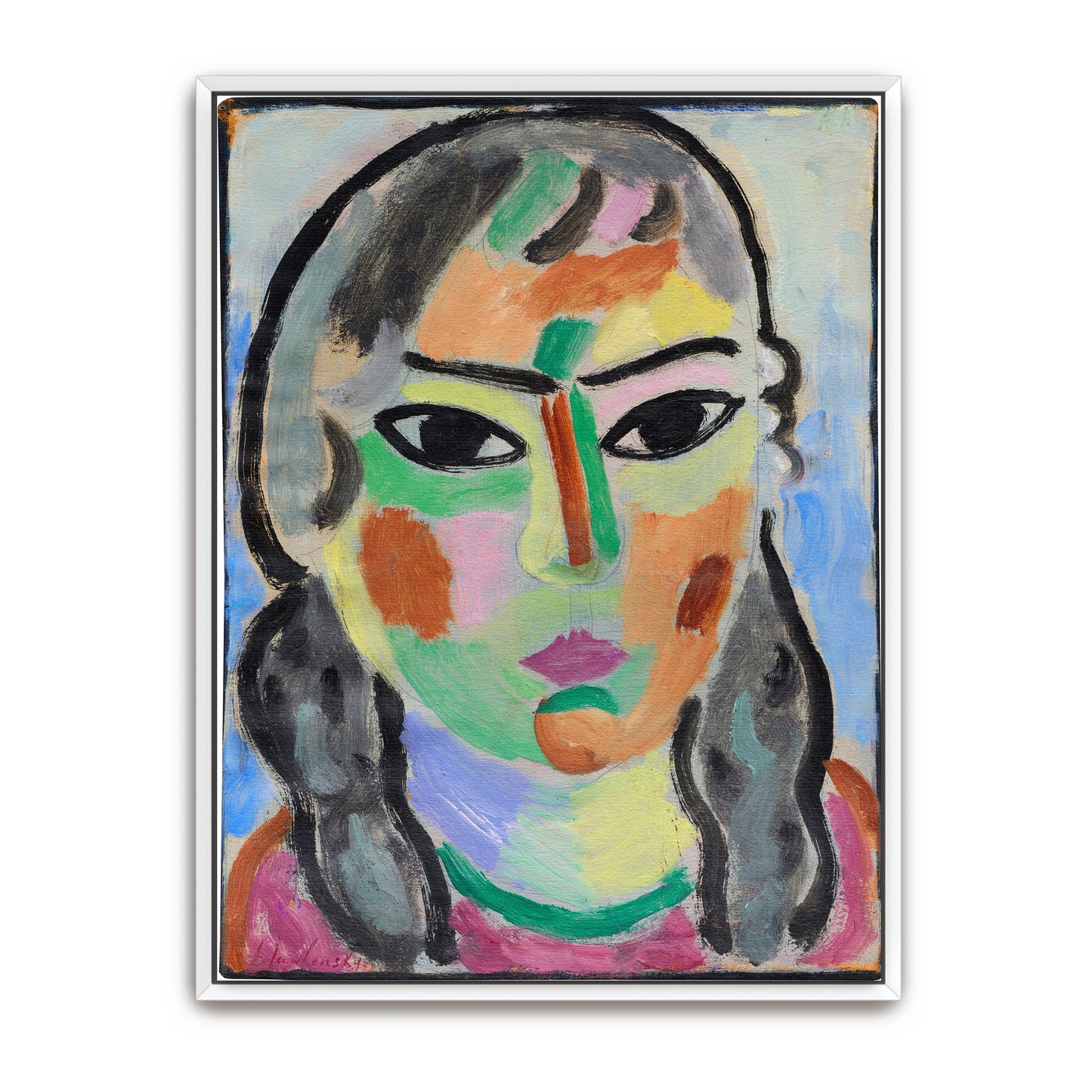 Expressionist Portrait Of A Woman With Bold Colors And Shapes By Alexej Von Jawlensky