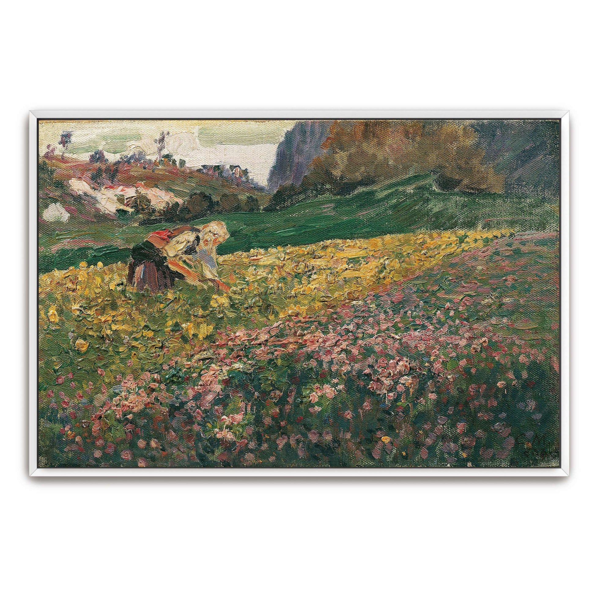 Woman harvesting in field by Carl Moll