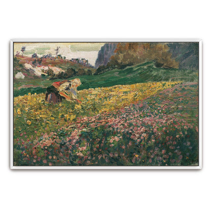 Woman harvesting in field by Carl Moll