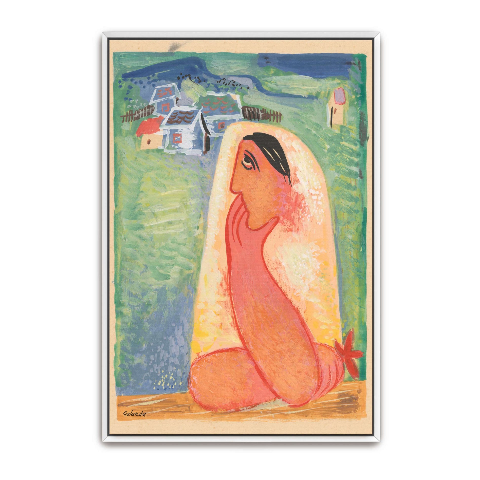 Woman In A Veil, Contemplative, Rural Setting By Mikuláš Galanda