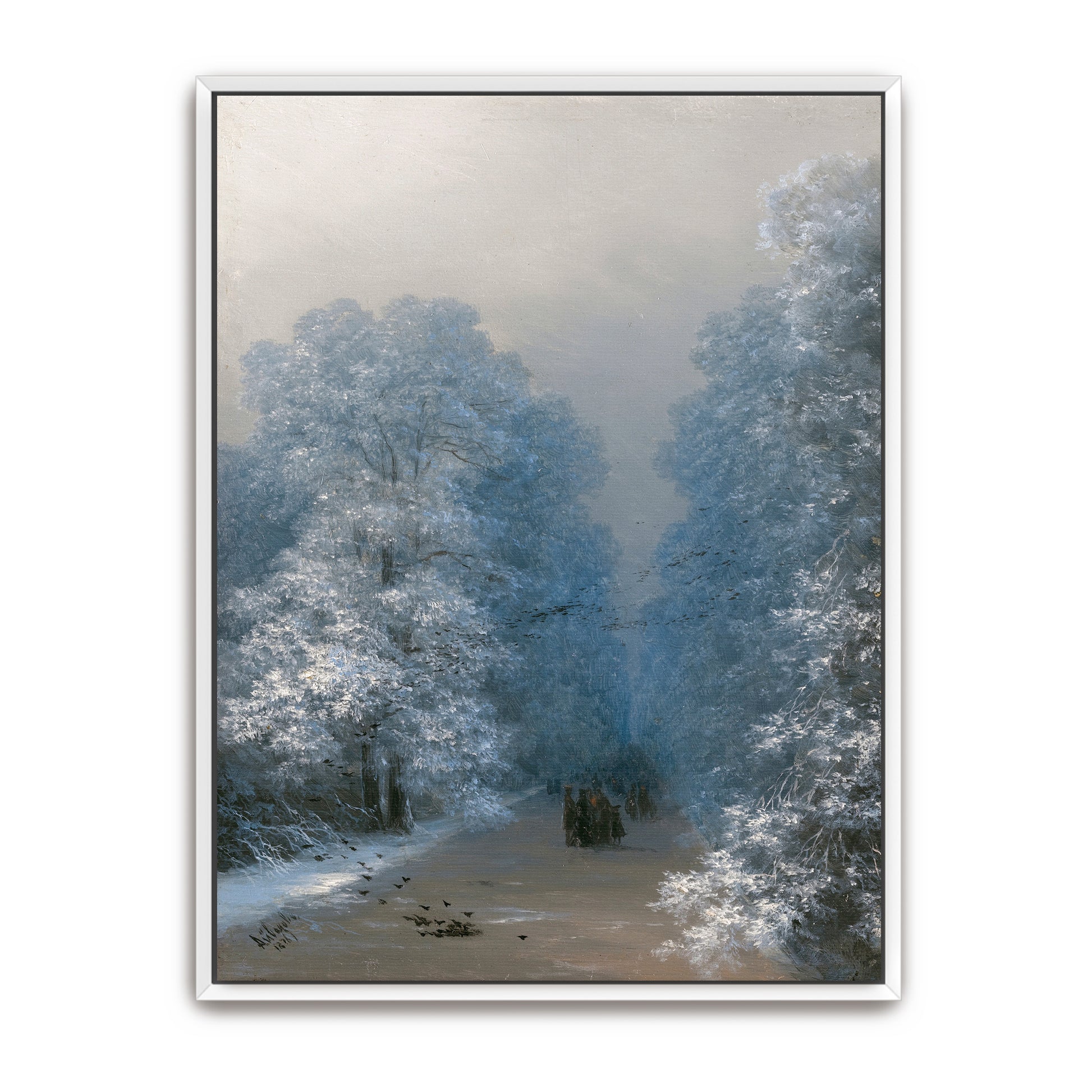 Wintery Forest Path With Figures By Ivan Konstantinovich Aivazovsky