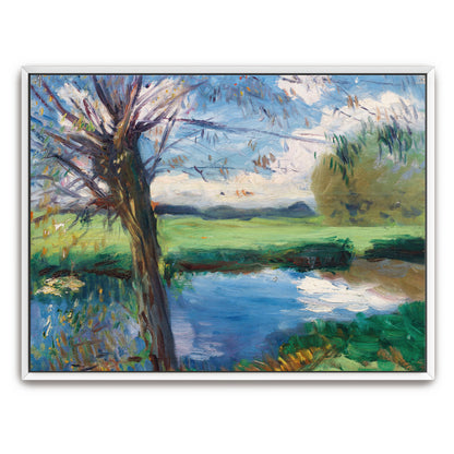 Riverbank Landscape With Tree And Blue Sky By John Singer Sargent